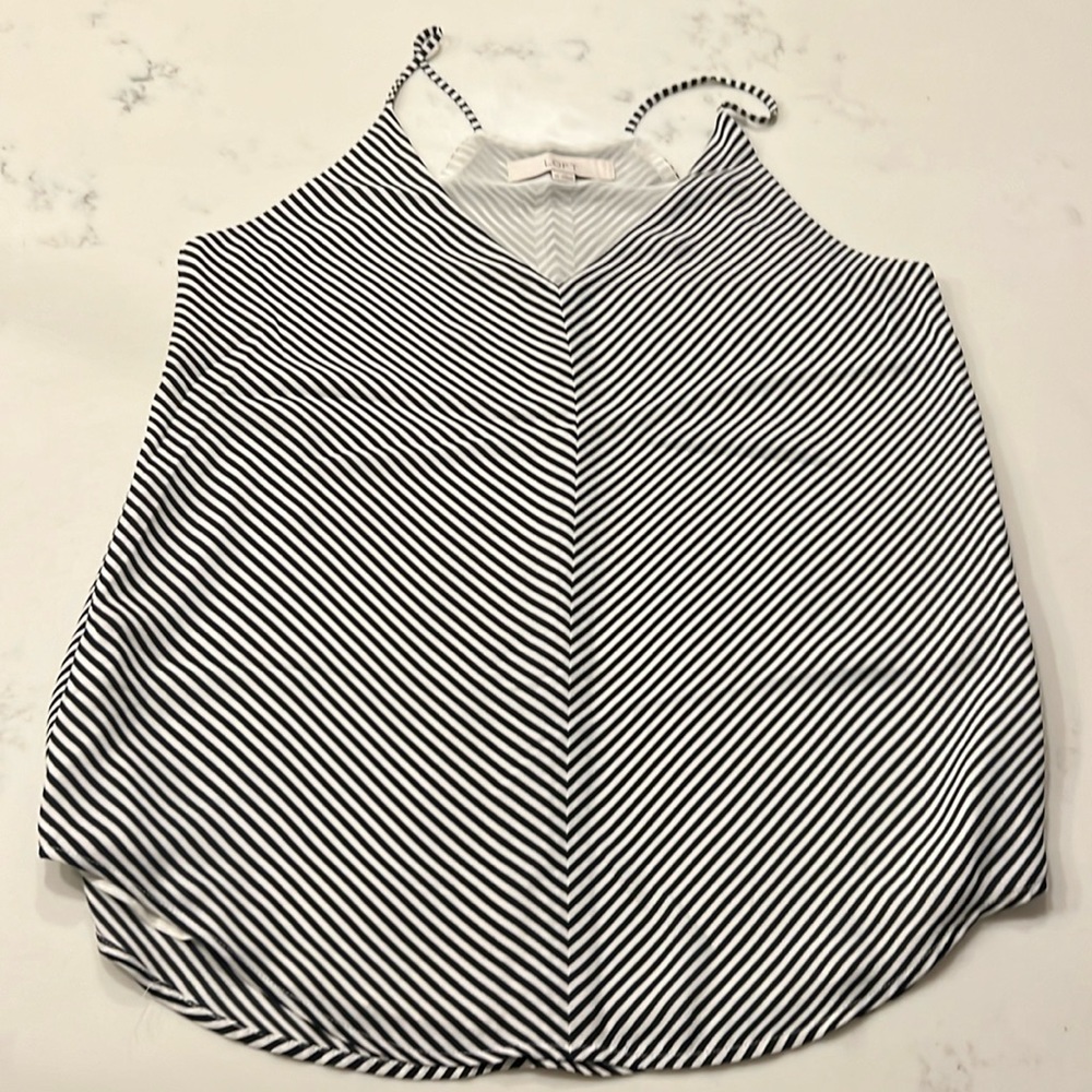 LOFT Asymmetric Stripe Racerback Blouse